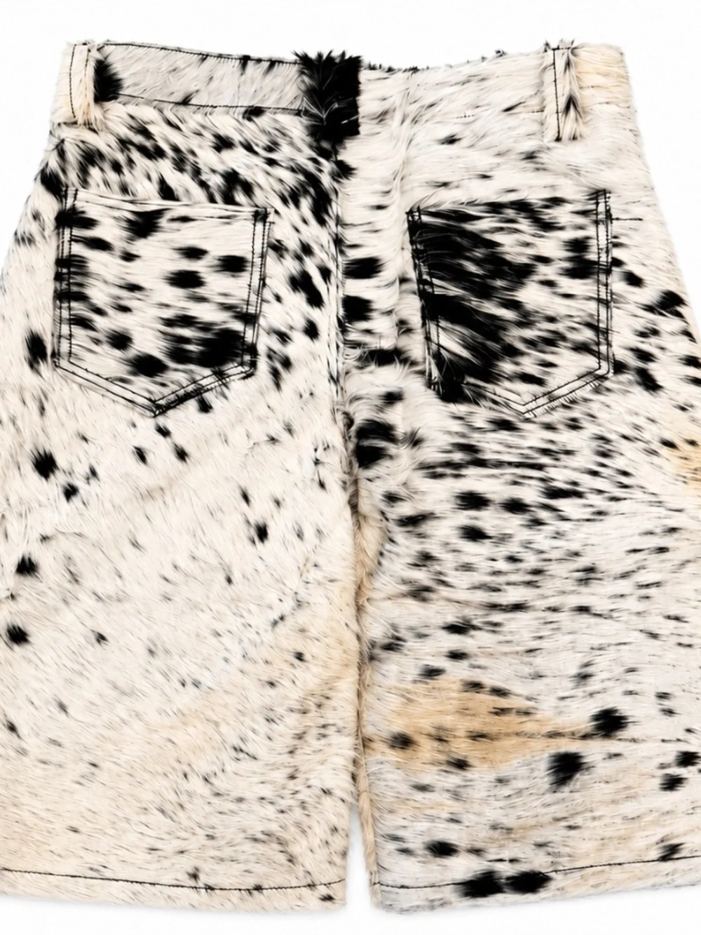 Hairy Cowhide Leather Cowboy Shorts | Handmade Biker Streetwear Shorts